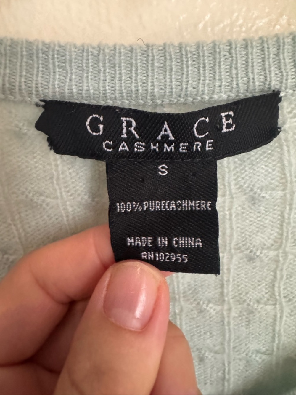 Grace Cashmere 100% Cashmere V-Neck Sweater Blue Small Soft Knit Classic - Picture 6 of 11